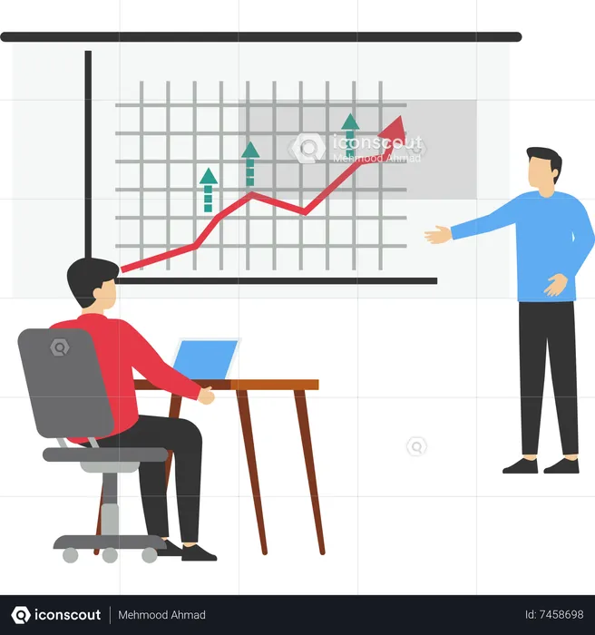 Businessman presenting growth chart  Illustration