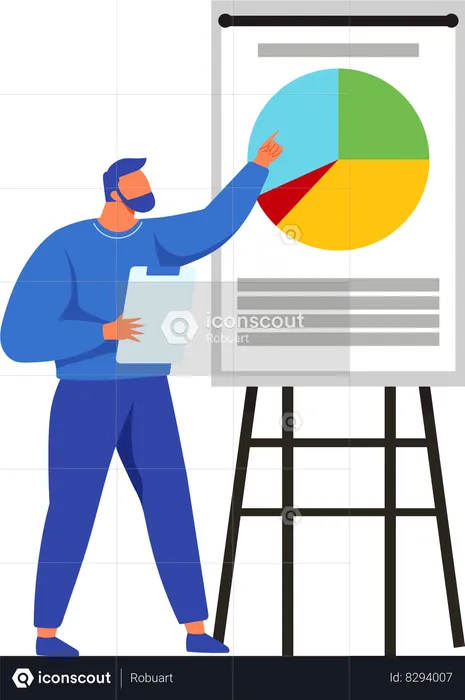 Businessman presenting results of statistical business research  Illustration