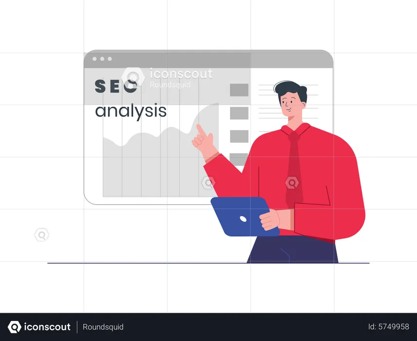 Businessman presenting SEO  Data Analysis  Illustration