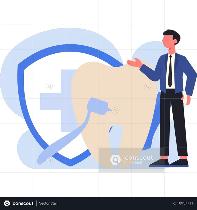 Businessman presenting teeth treatment  Illustration