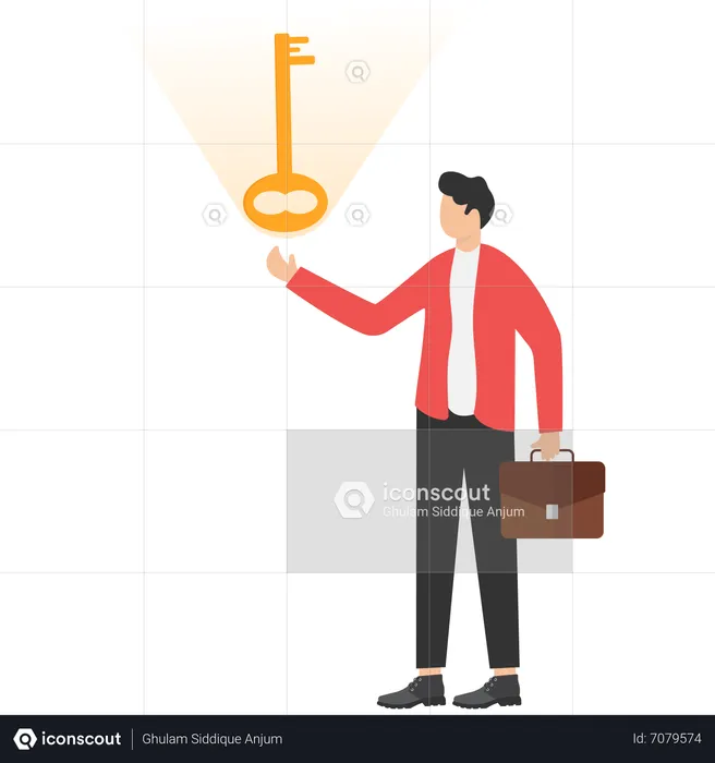 Businessman presents big key  Illustration