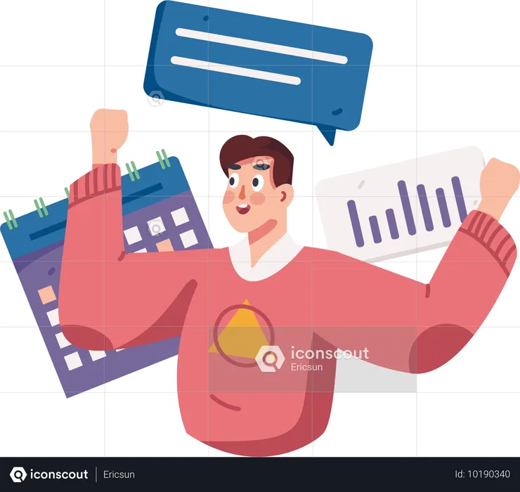 Businessman presents company data in market  Illustration