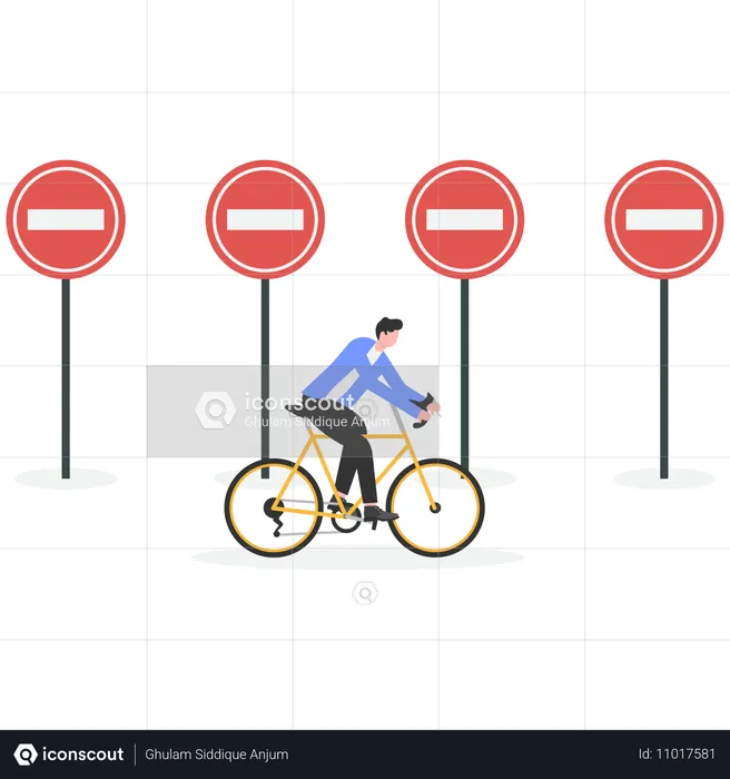 Businessman prohibited illegal way  Illustration