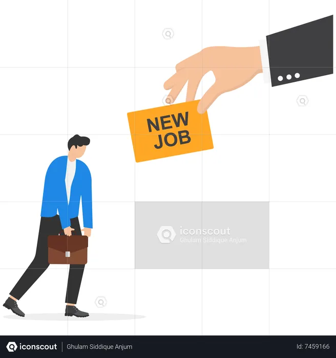 Businessman promoted to new job  Illustration