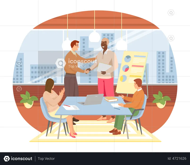 Businessman promoting fellow employee  Illustration