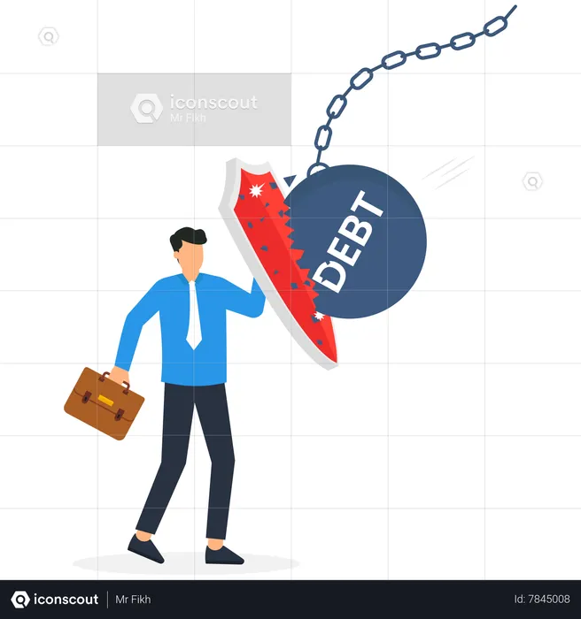 Businessman protecting himself from financial debt  Illustration