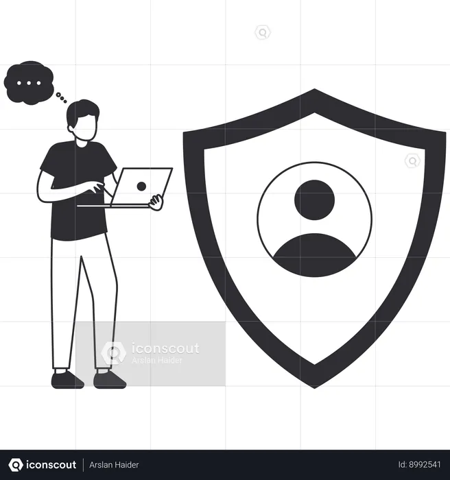 Businessman providing user protection  Illustration