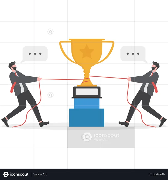 Businessman pulling award  Illustration