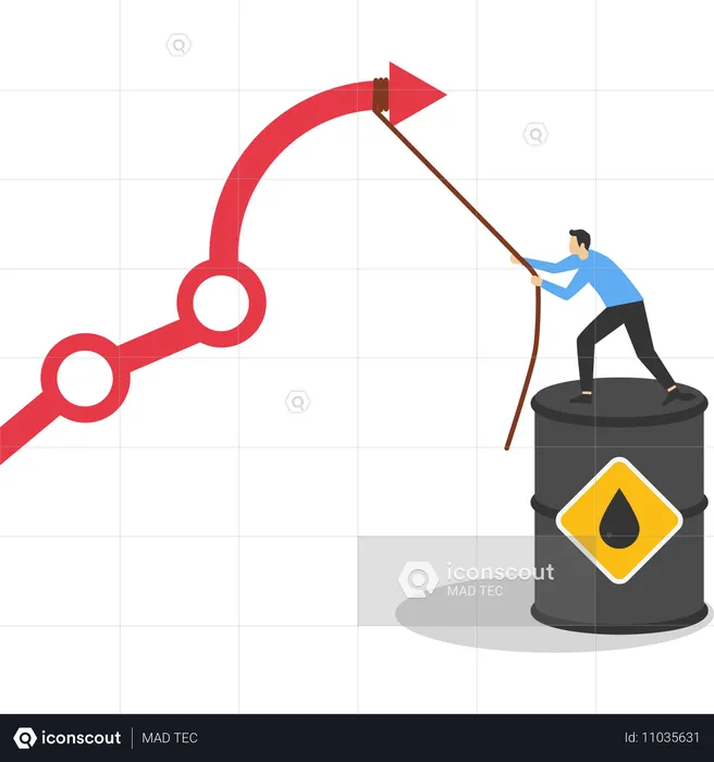 Businessman pulling graph arrow down  Illustration