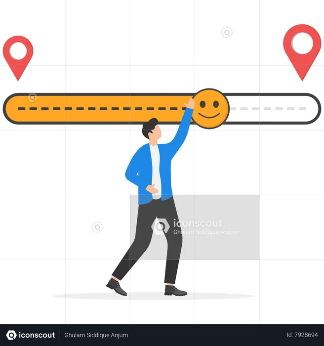 Businessman pulling lever happy emoji  Illustration