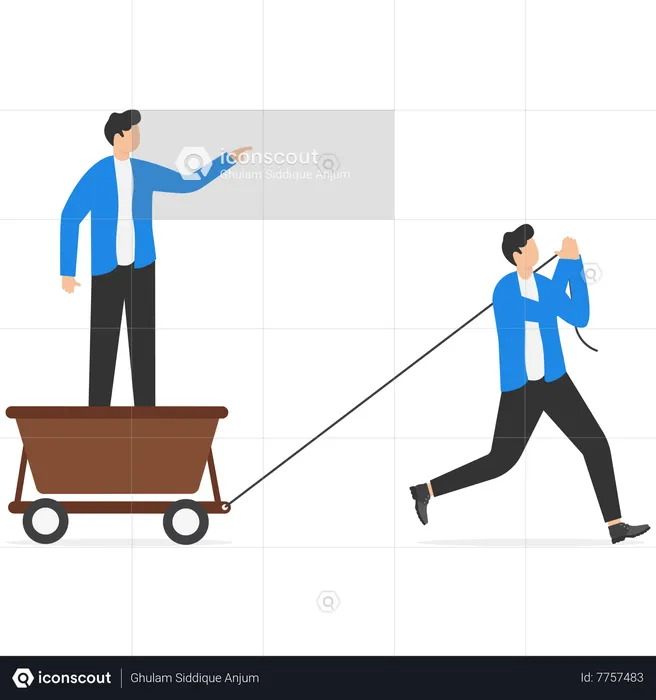 Businessman pulling the cart  Illustration
