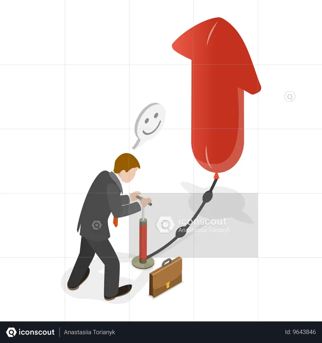 Businessman pumping growth chart  Illustration