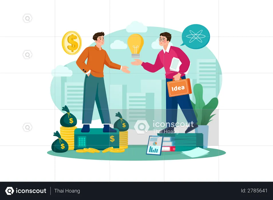 Businessman purchasing business idea  Illustration