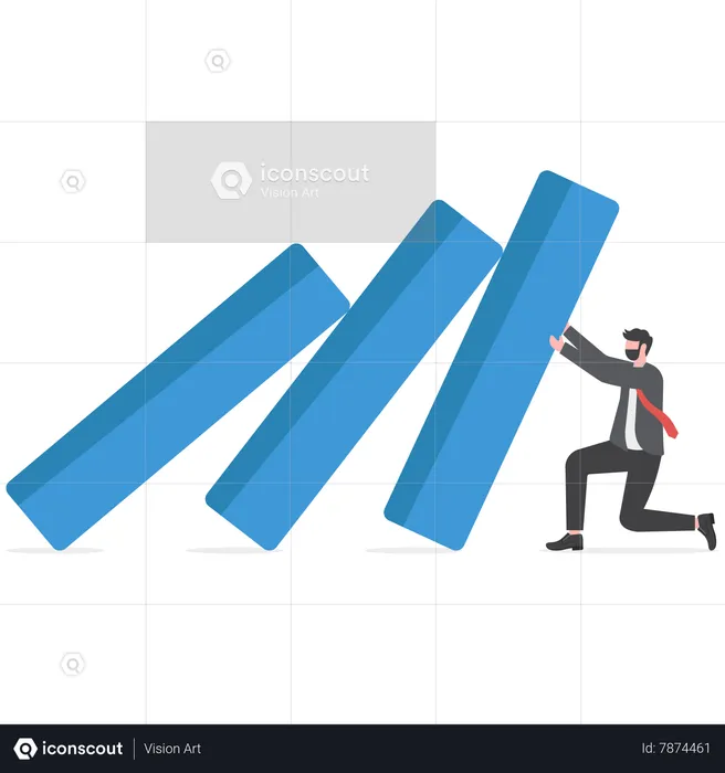 Businessman push back falling dominos  Illustration