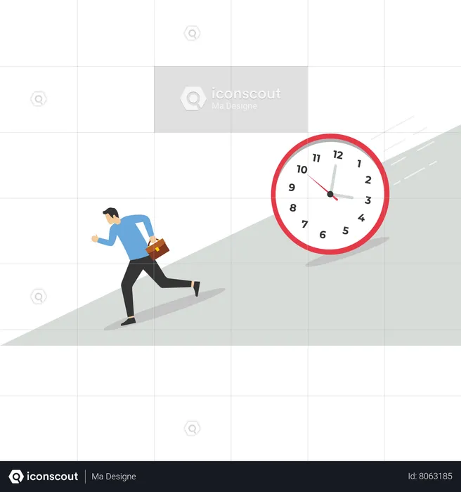Businessman push big timer clock deadline  Illustration