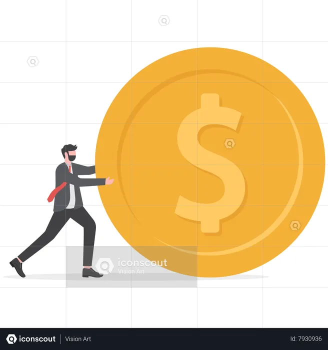 Businessman Push Hard  Illustration