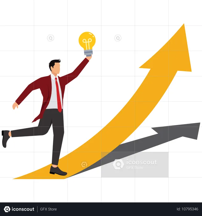 Businessman push the arrow upward  Illustration