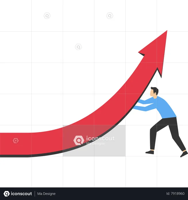 Businessman push the business graph higher  Illustration