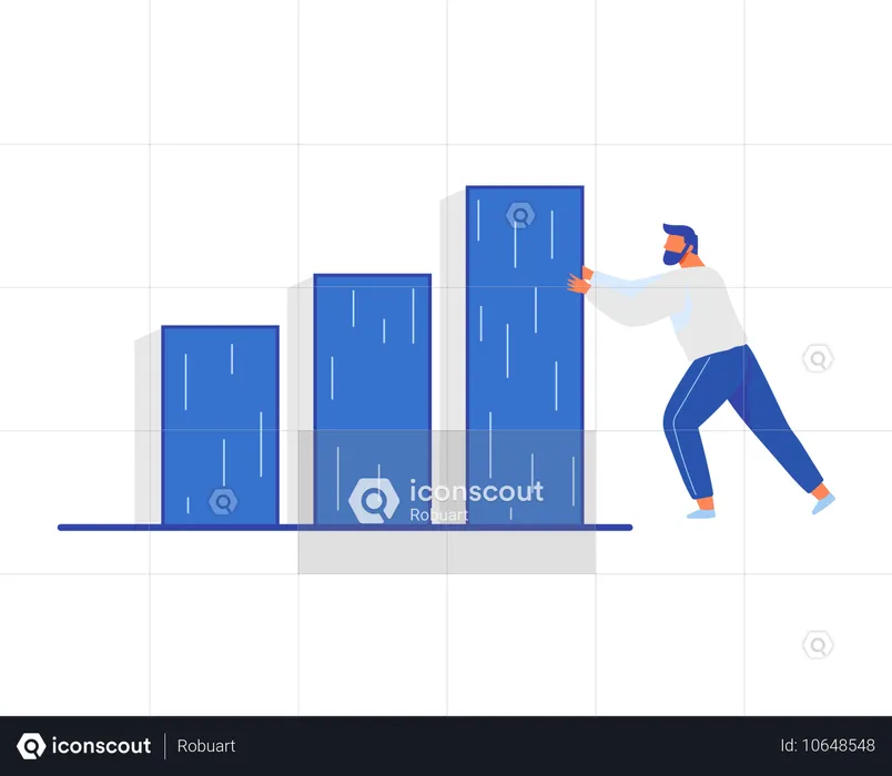 Businessman pushing analysis chart  Illustration