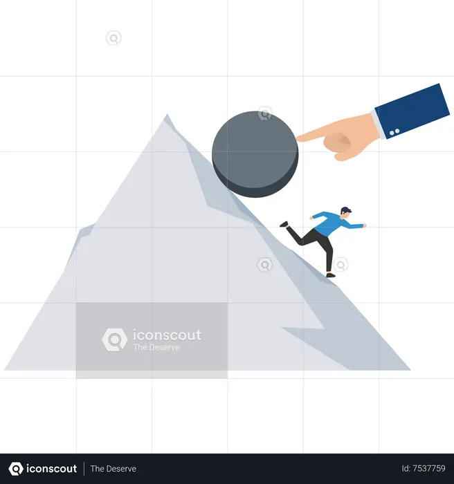 Businessman pushing boulder uphill  Illustration