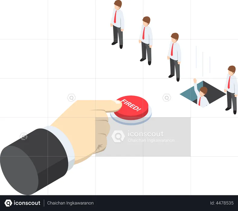 Businessman pushing fired button  Illustration