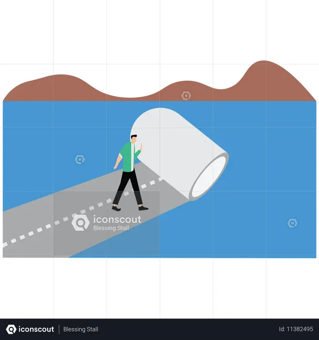Businessman pushing road roller to top of success Making your own business path  Illustration