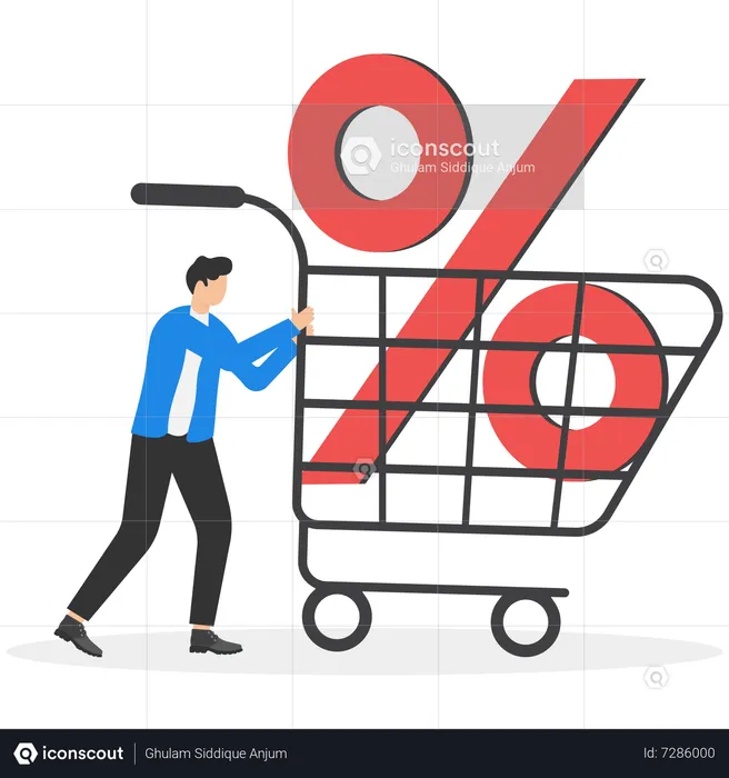 Businessman pushing shopping cart  Illustration