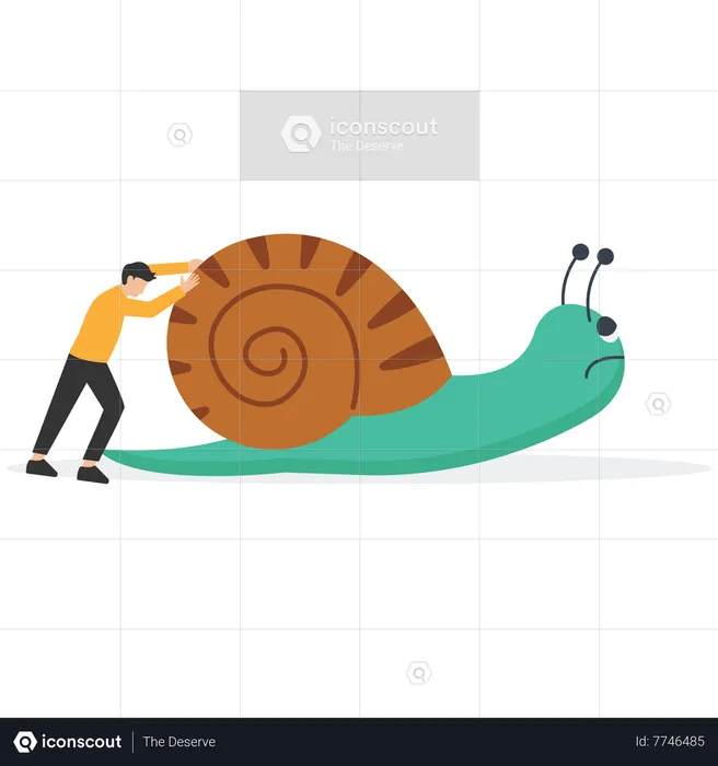 Businessman pushing snail  Illustration