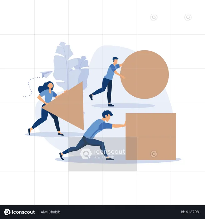 Businessman pushing sphere  Illustration