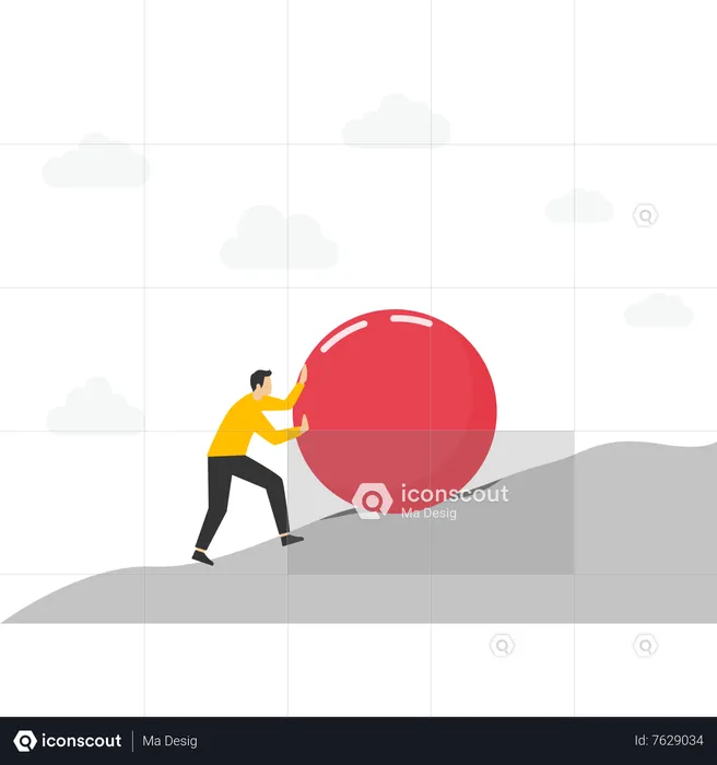 Businessman Pushing The Ball  Illustration