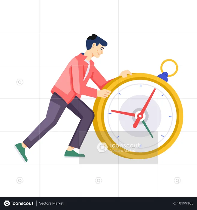 Businessman pushing timer  Illustration