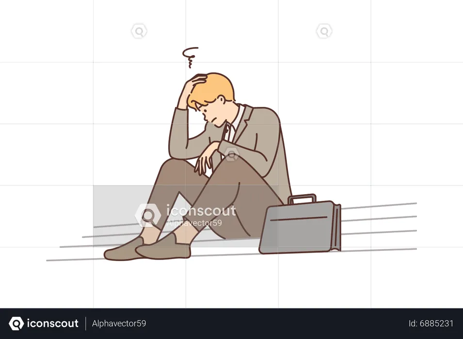 Businessman put his hand on head  Illustration