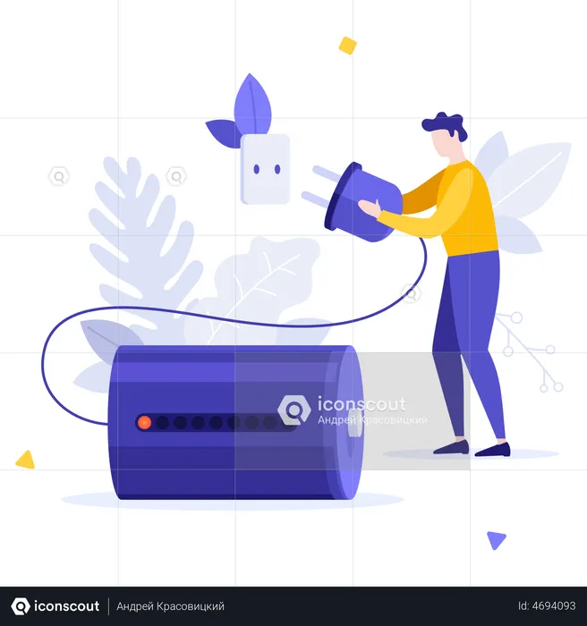 Businessman Put Plug  Illustration