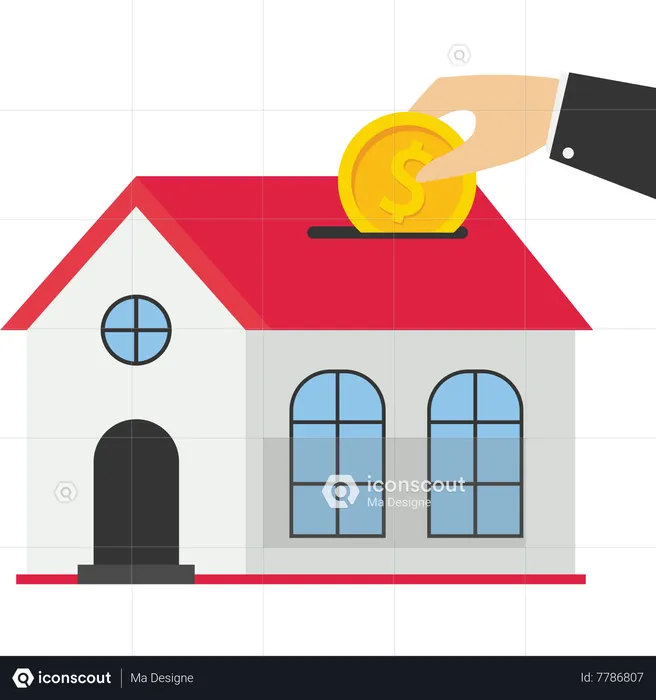 Businessman putting coin into a money box  Illustration