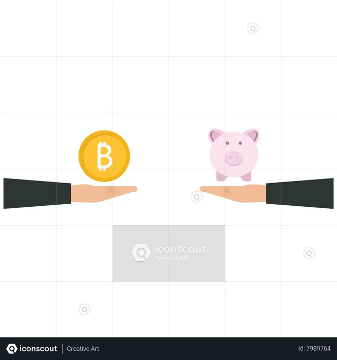 Businessman putting US dollar coin into piggy bank by a helping hand  Illustration