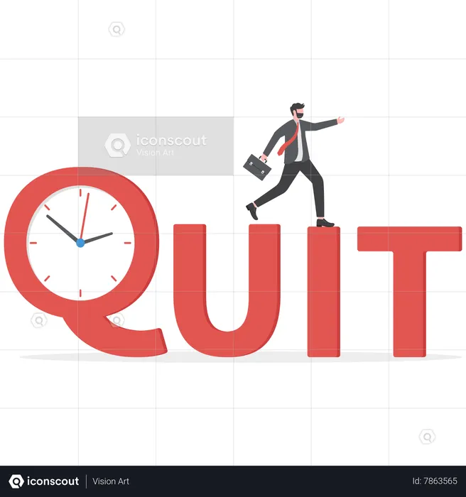 Businessman quit a office job  Illustration
