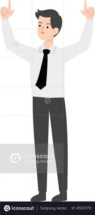 Businessman raising both hands  Illustration
