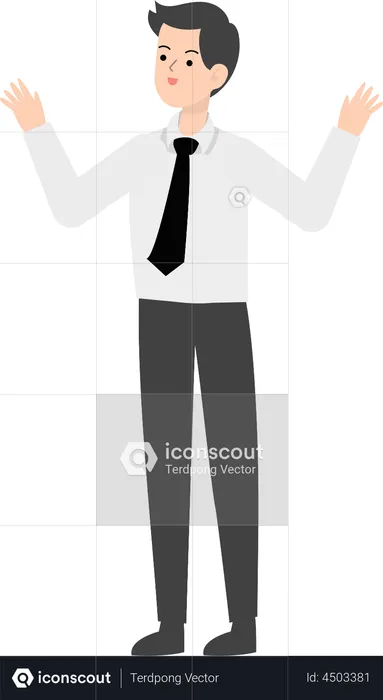 Businessman raising both hands  Illustration