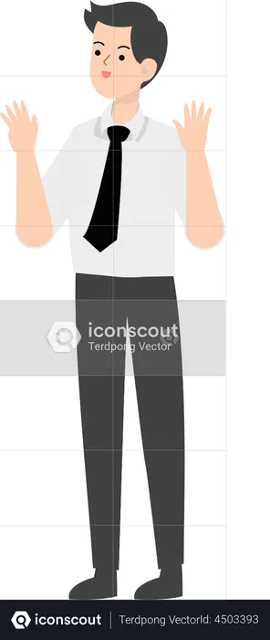 Businessman raising hands  Illustration