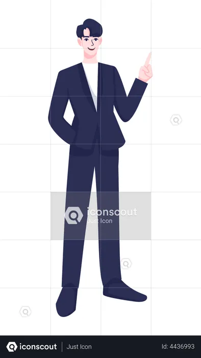Businessman raising one finger  Illustration