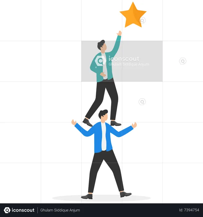 Businessman reaching to star  Illustration
