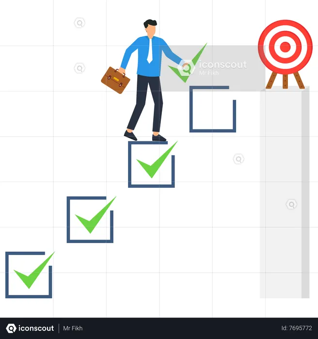 Businessman reaching towards business target  Illustration