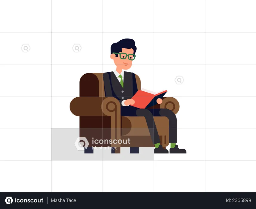 Businessman reading magazine  Illustration