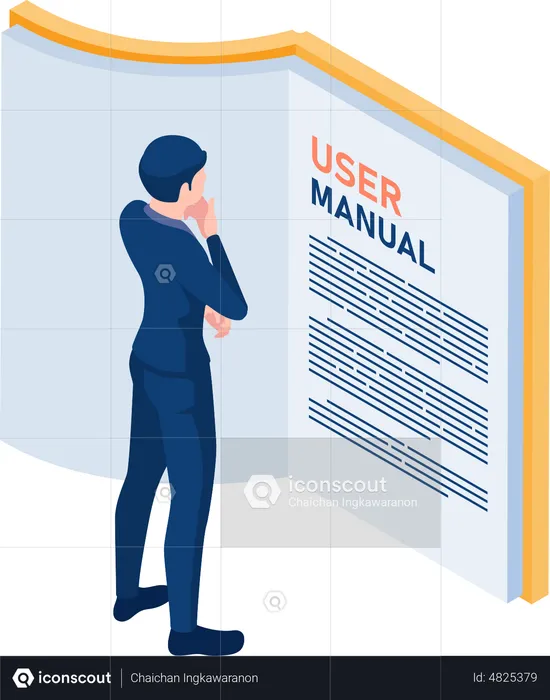 Businessman Reading User Manual  Illustration