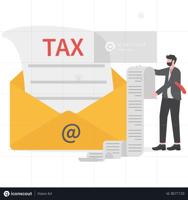 Businessman receive letter tax  Illustration