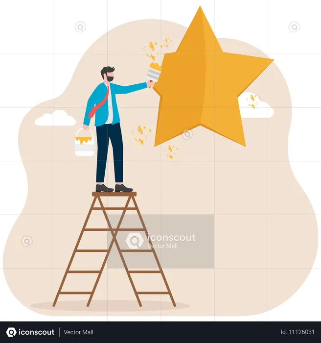 Businessman receives company review  Illustration