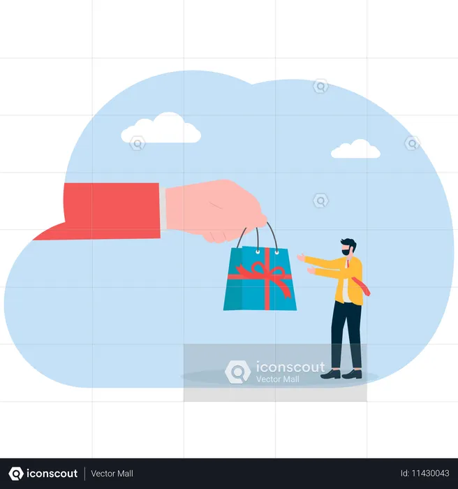 Businessman receives delivery from online store  Illustration