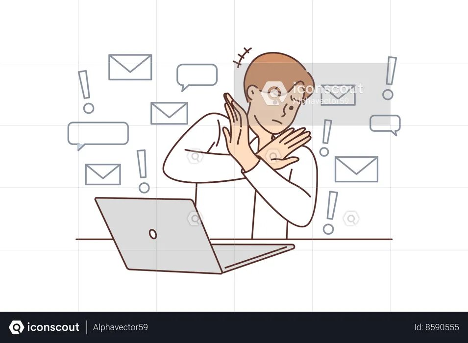 Businessman receives spam messages  Illustration