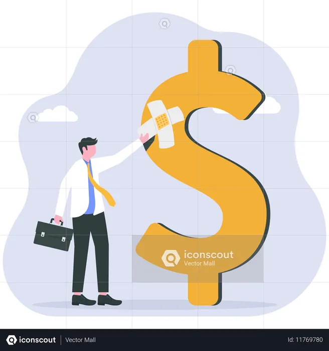 Businessman recovering from loss  Illustration