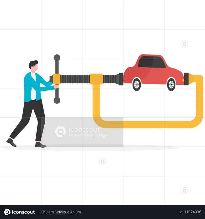 Businessman reducing car expense  Illustration